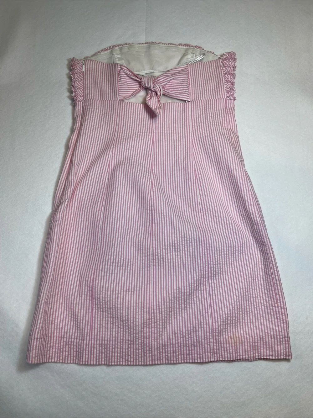 Lilly Pulitzer Pink Seersucker Strapless Smocked Bow Back Dress Size 8 - Picture 5 of 7